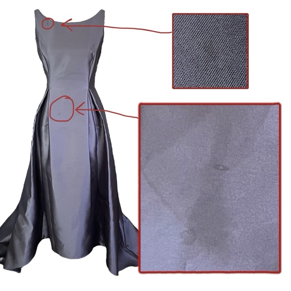 Adrianna Papell Pewter Grey Mikado Hi-Lo Gown sz 8 - Picture 8 of 14